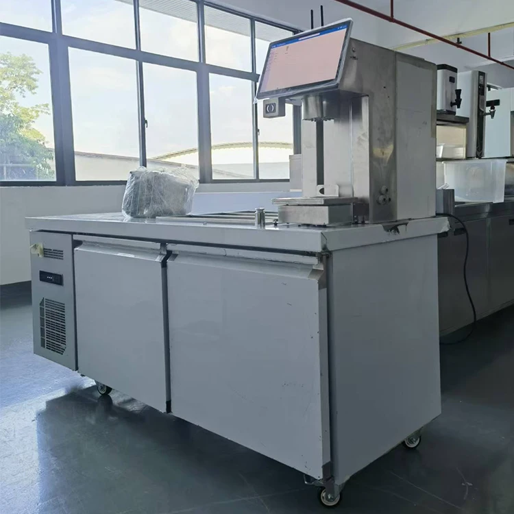 Commercial Milk Tea Shop Equipment Automatic Bubble Tea Machine With Refrigerating Counter