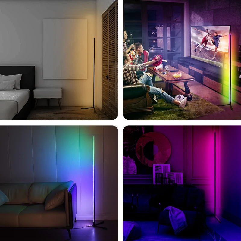 Custom Smart Gaming Lights Living Room Ambient Mood Light RGB Tripod Standing Dimming Led Corner Floor Lamp With Remote App