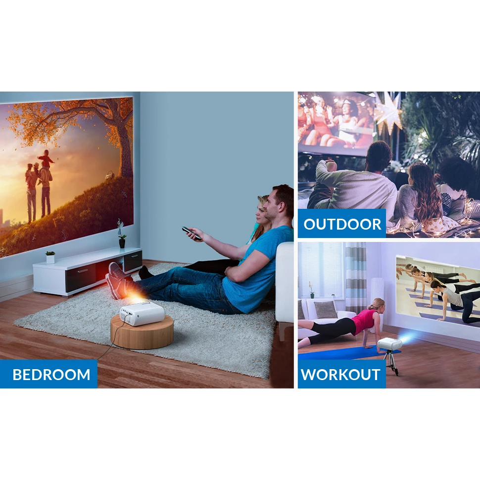 Upgraded Portable Projector with 7000 Lux and Full Hd 1080p Mini Projector for Phone