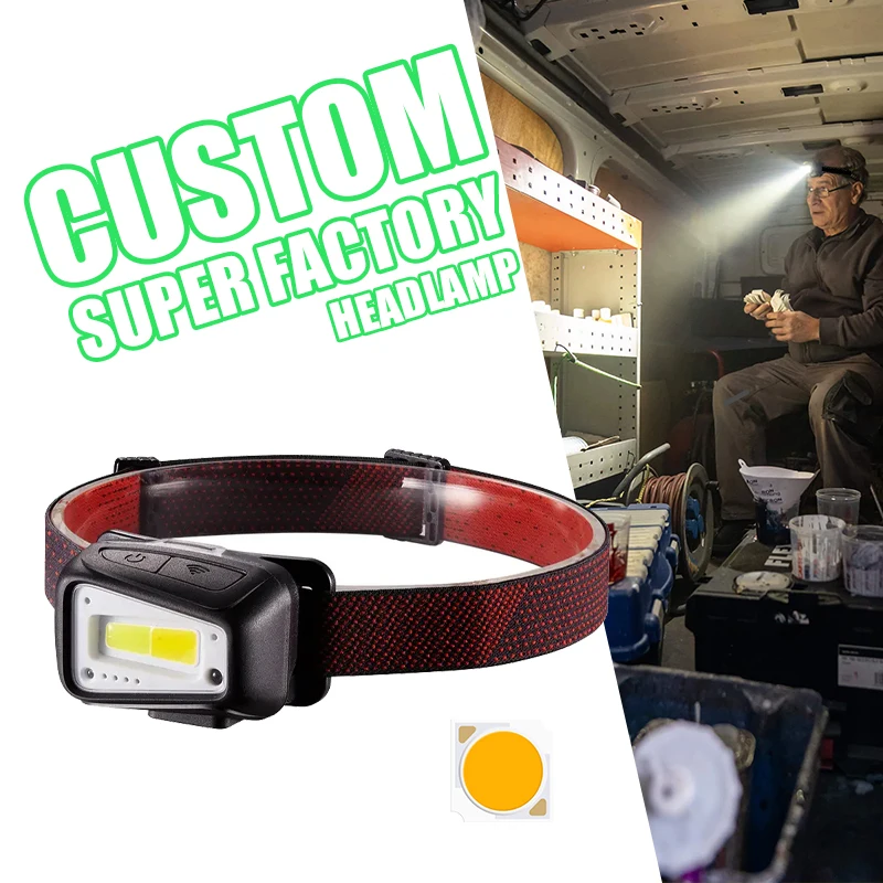 300 Lm Working Camping Hiking Smart Motion Sensor Usb Rechargeable Led Headlamp With White Red Light