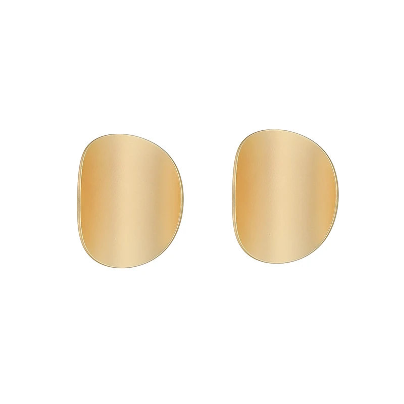 S925 silver geometry Oval, frosted gold  earrings
