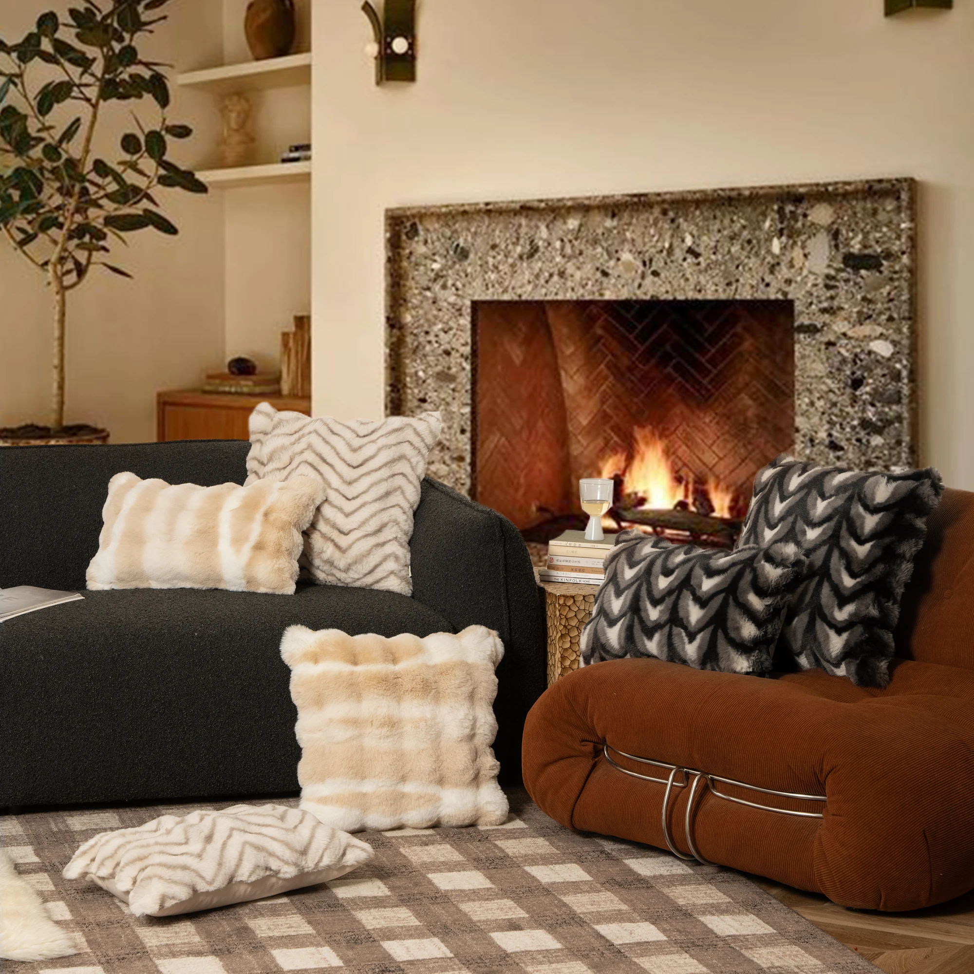 Winter Fluffy Original Design Soft Sofa Warm Printed Cushion Cover For Living Room Bedroom Home Decor Pillowcase