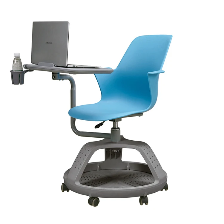 meeting plastic training chair with writing board classroom student chair with wheels school office furniture