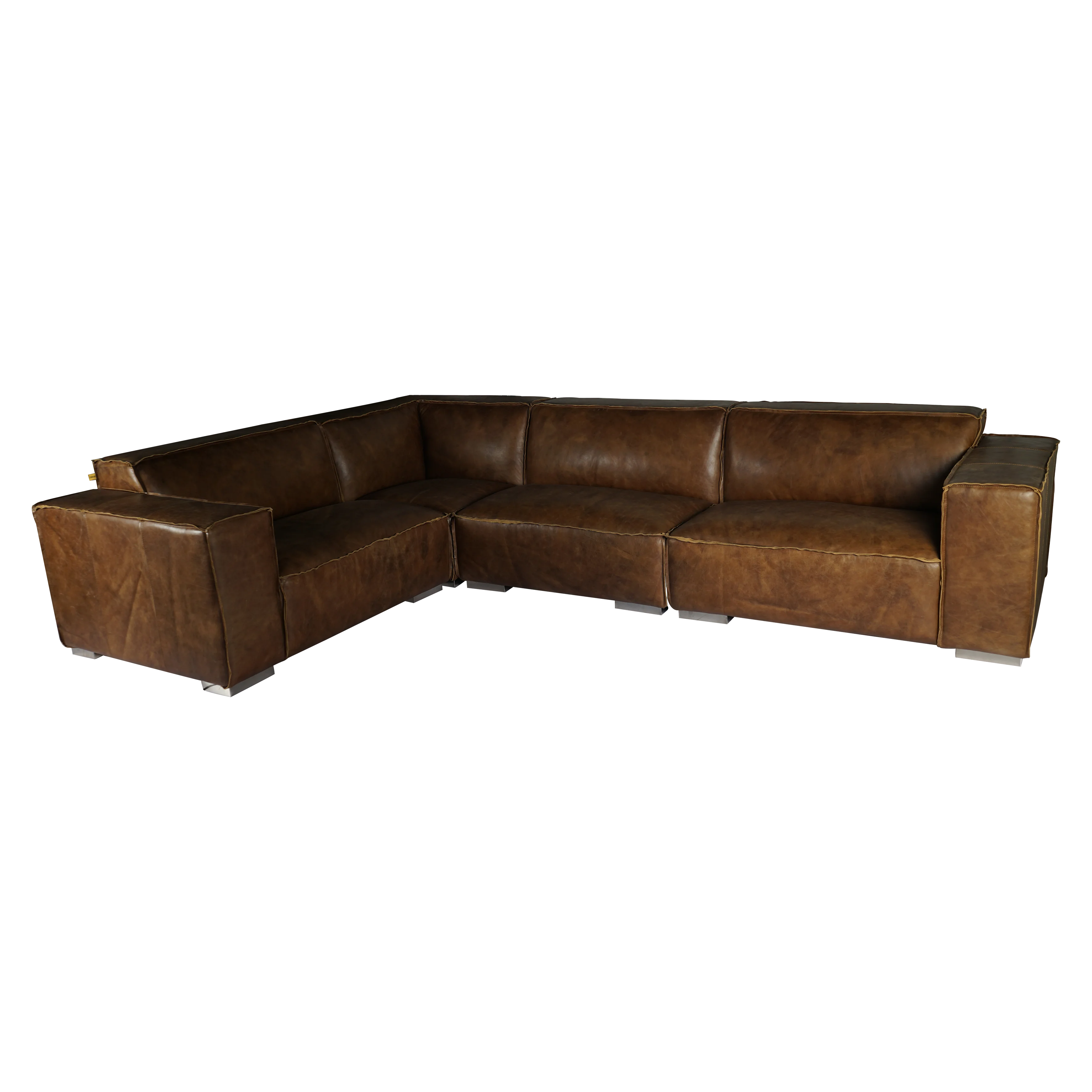 Luxury top grain full leather sectional sofa shaped conern sofa set 7 seater feather sofas living room furniture