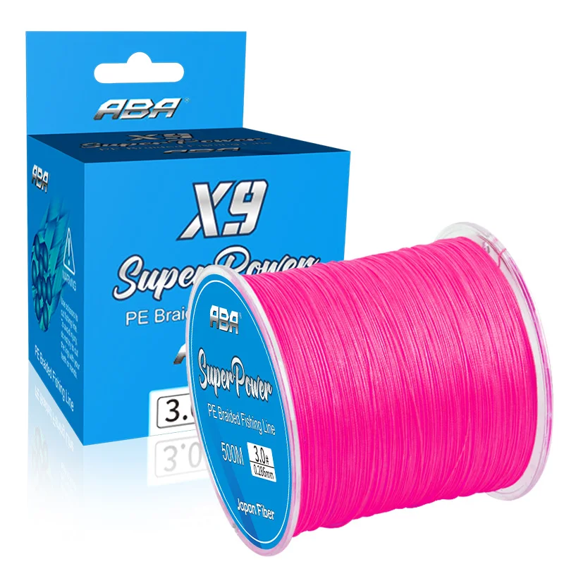 ABA large stock 500m 8LB-80LB high strength 9 strand pe braided fishing line tuna line