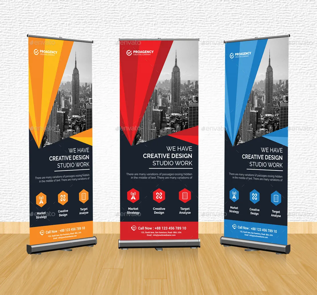 Durable Steel Roll up Banner 85x200cm Heavy Weight Pop Retractable
