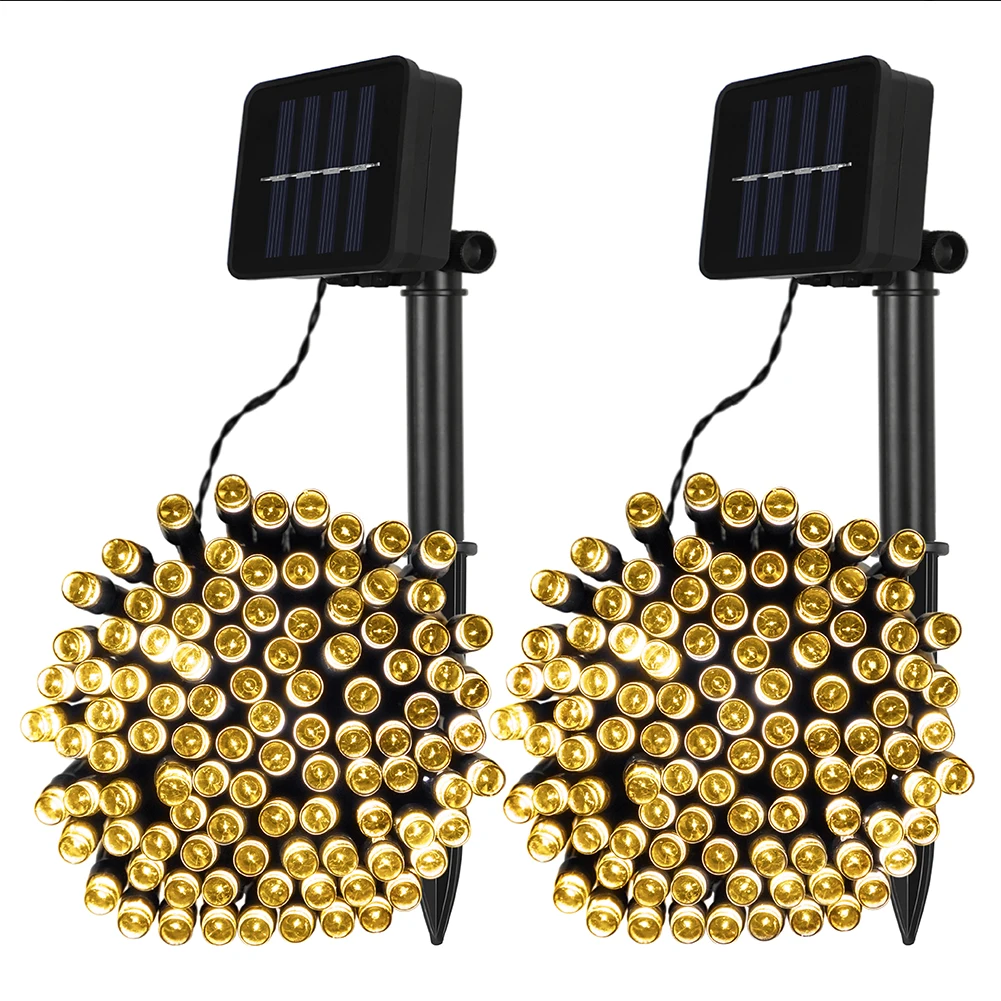  Hot Sell 2 Pack 33ft 100LED Solar Powered String Lights Fairy Outdoor Waterproof for Christmas Patio