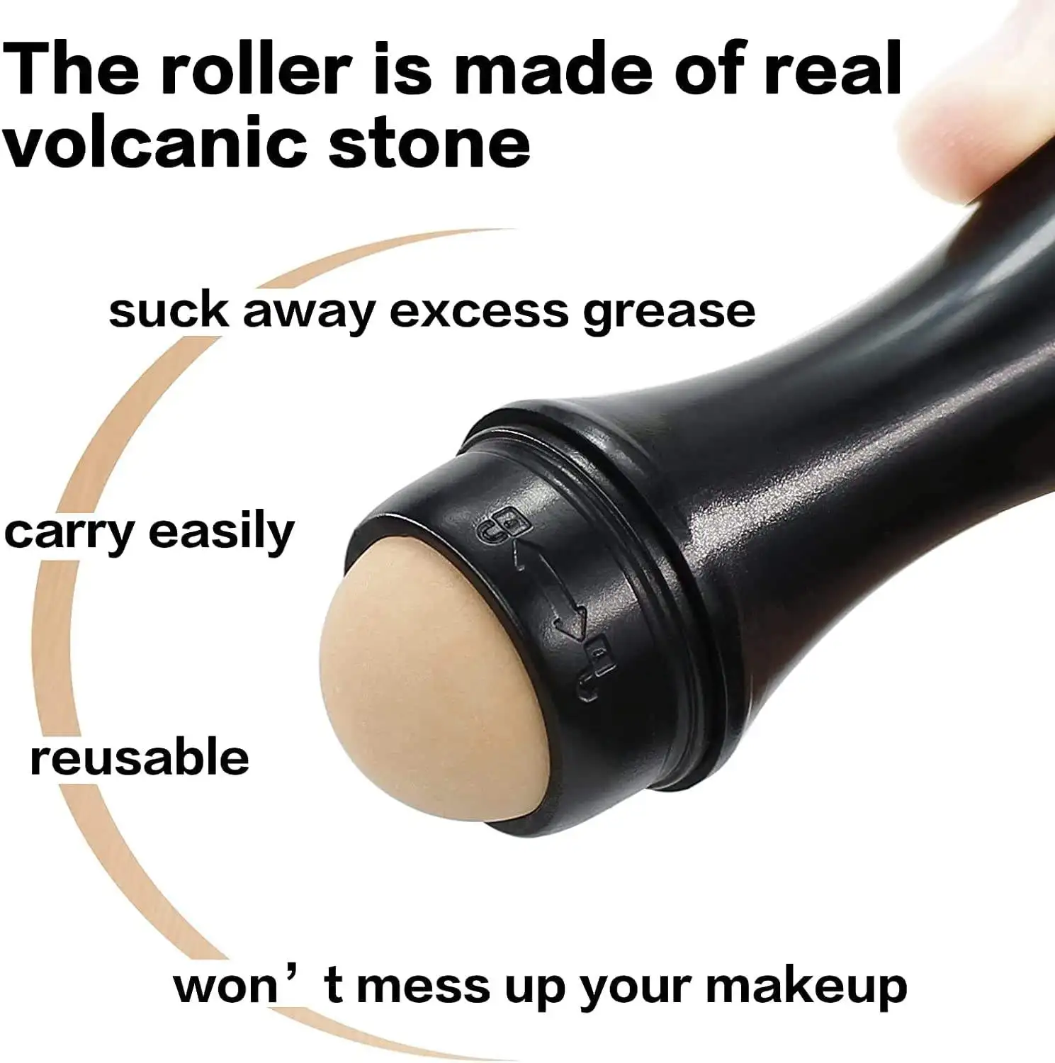 Cheap Portable Double Beads Volcanic Stone Face Roller Reusable Oil Control Oil Absorbing Oil Removal Volcanic Roller