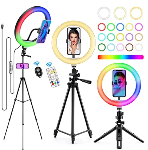 Штатив-подставка Anyfong 3000-6500K круглые огни RGB цветов TIK Tok лампы с дистанционным управлением и держателями для телефона кольцевой светильник