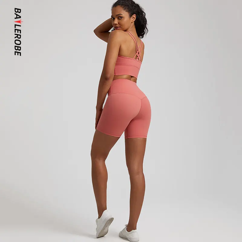 New High-waisted Nude Sense of Yoga Clothing Sets Tight Pants Peach Buttocks Fitness Suit