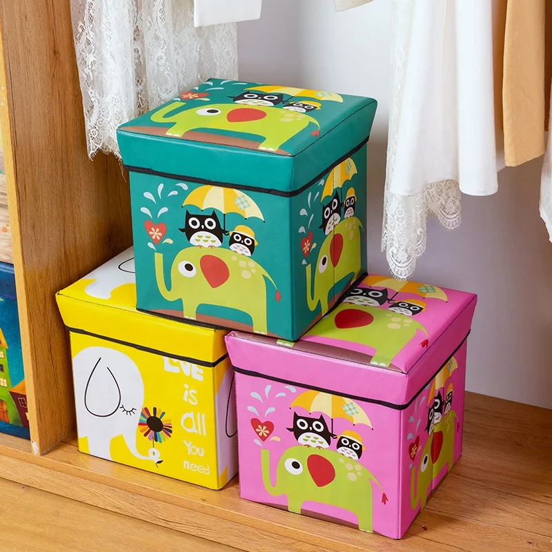 
Creative Household Cartoon Toy/Snacks Storage Box Multifunctional Retro Folding Storage Stool Box 