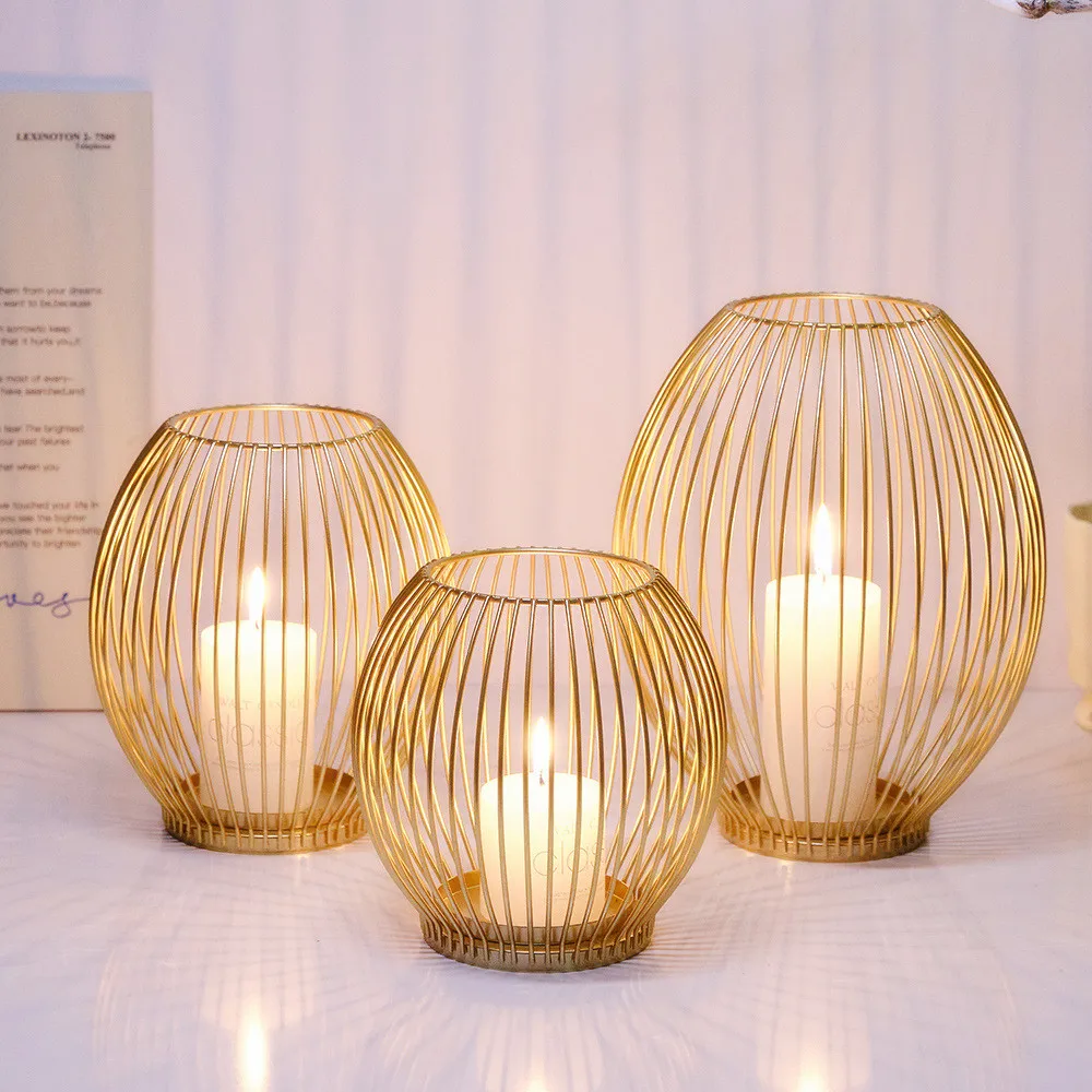 Iron Candle Holder Hollow Vintage Lanterns table decor candlestick decorative large candlesticks for the living room