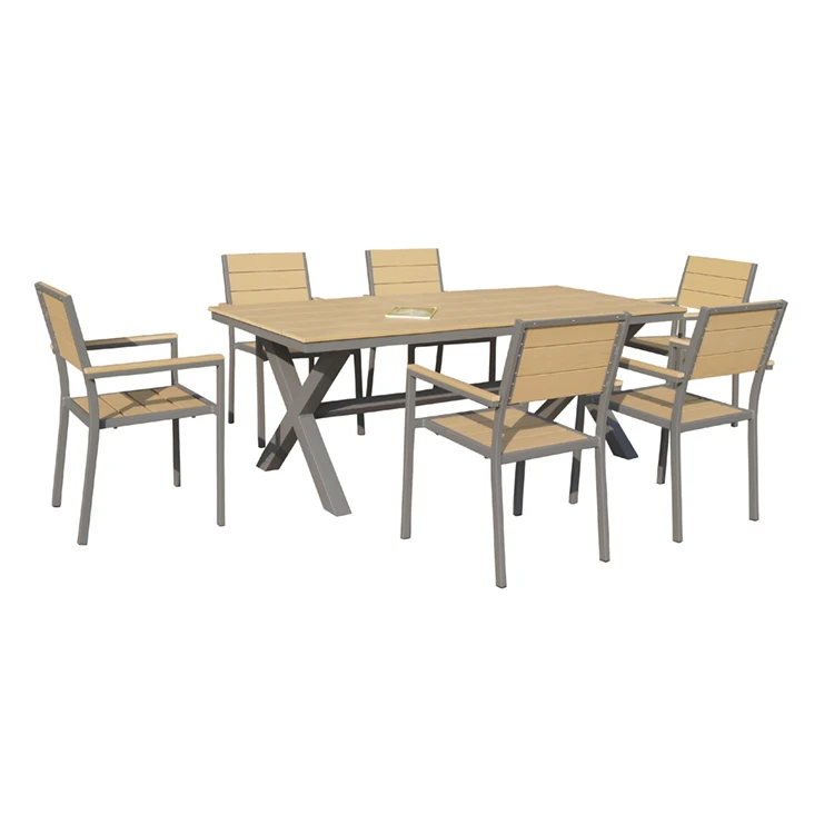 all weather plastic wood luxury patio garden outdoor dining table set