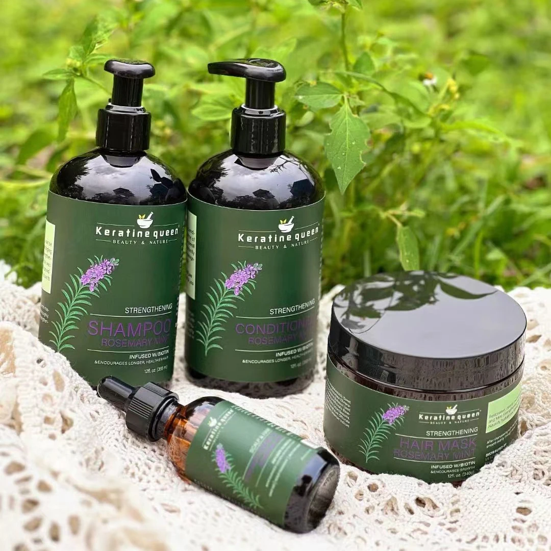 Private Label  Natural Organics Rosemary Mint strengthening shampoo Deep Repairing rosemary oil shampoo and conditioner Set