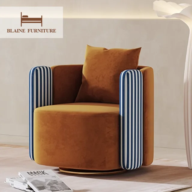 Modern Design Luxury Leisure Single Sofa Fabric Living Room Lounge Chairs Solid Wood Frame Metal Bottom Accent Leisure chairs