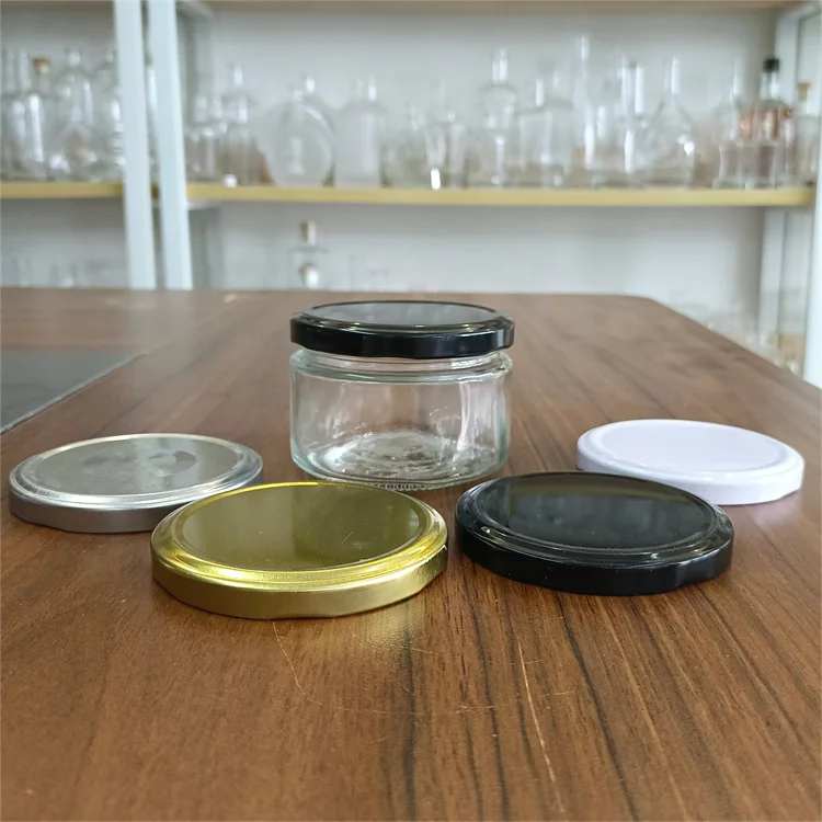 Custom Design Short Wide Mouth Cylindrical 7oz 200 ml Glass Jars For Food With Twist Off 82mm Lid