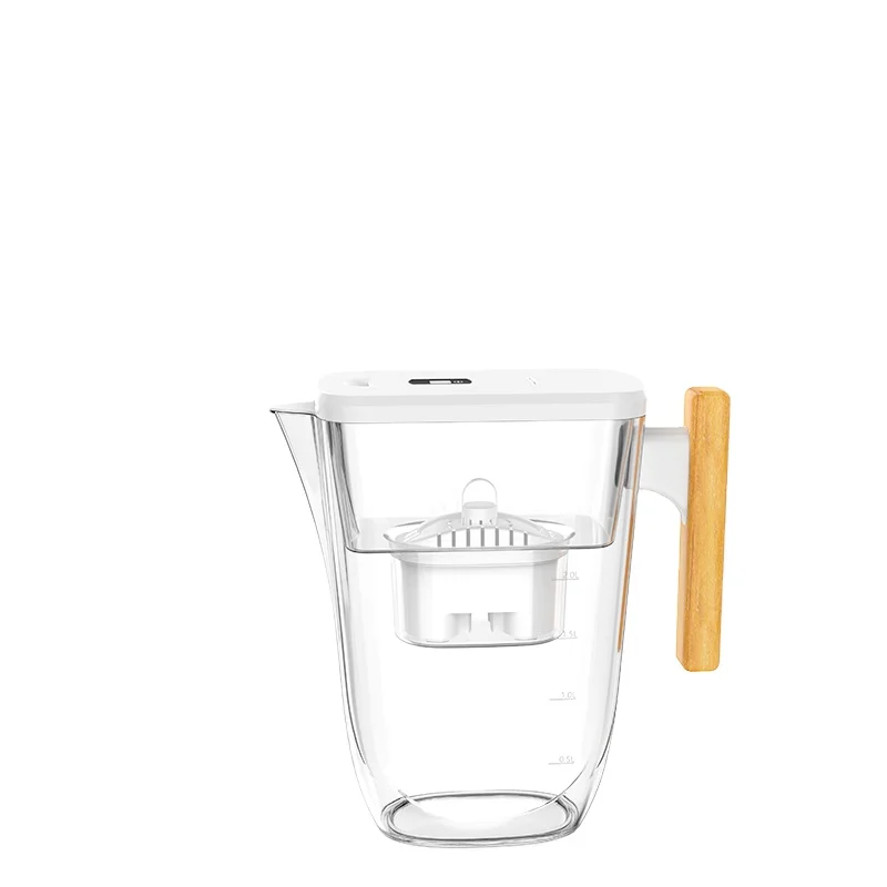 home table use wooden handle soft water Alkaline+Carbon fiber water filter jug pitcher purifier desktop water filter jar