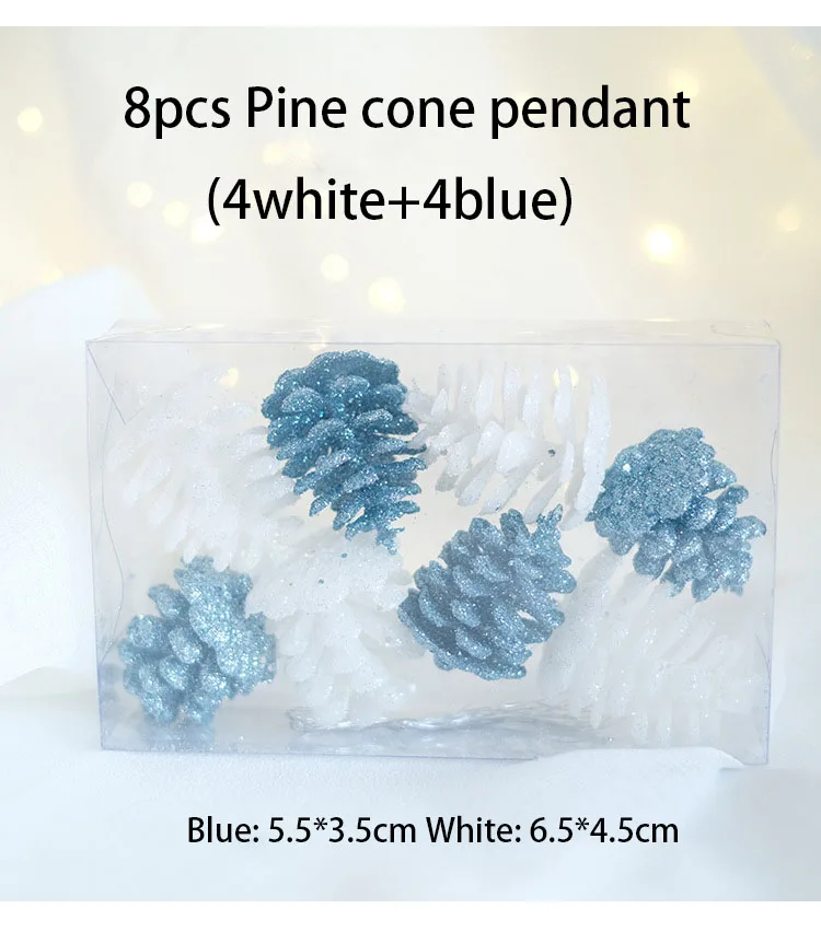 Factory Wholesale Christmas Festival Decorations Aqua Blue Christmas Ball Pendant Pine Cone Christmas Tree Ornament Hanging
