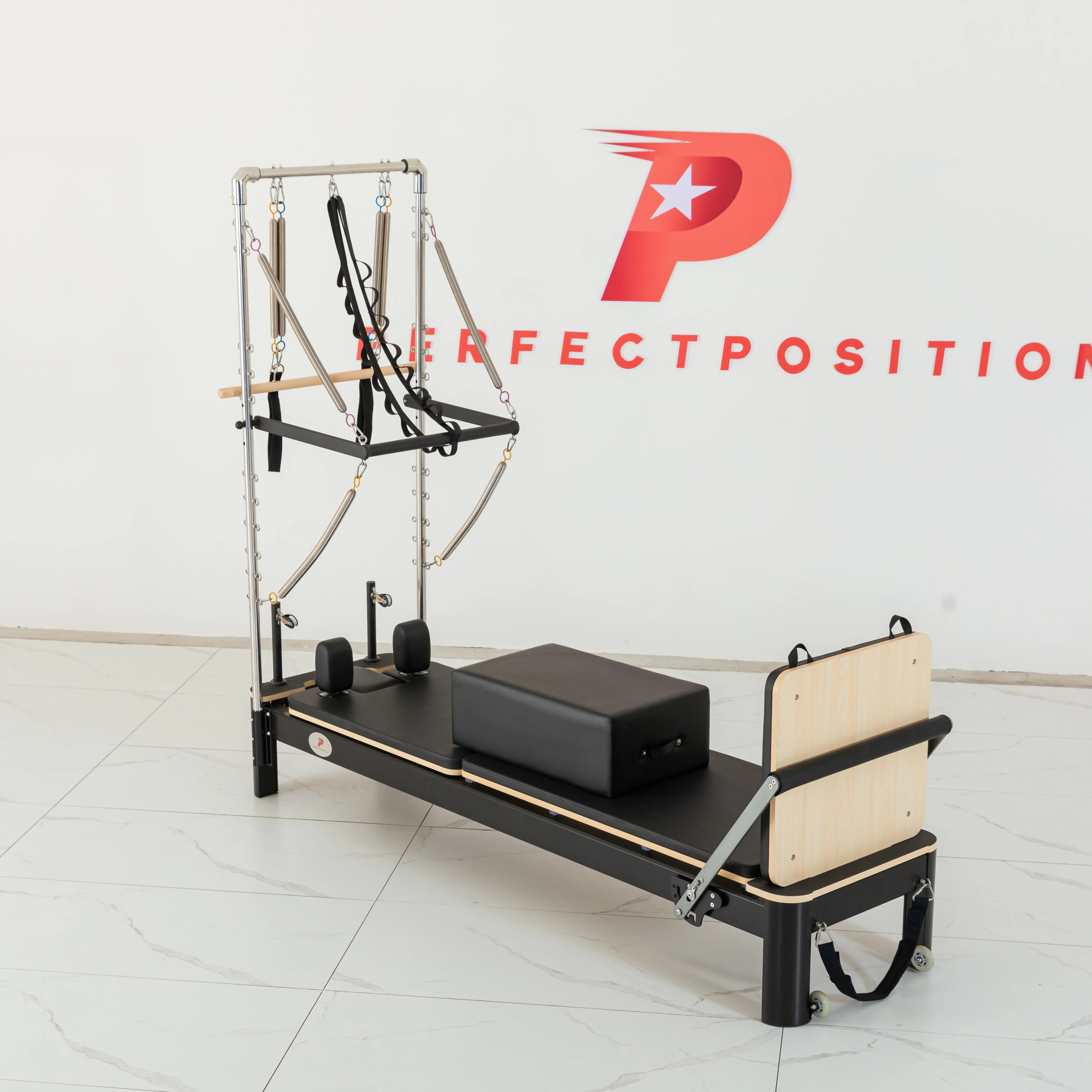 portable commercial studio home oak wood Pilates reformer with tower