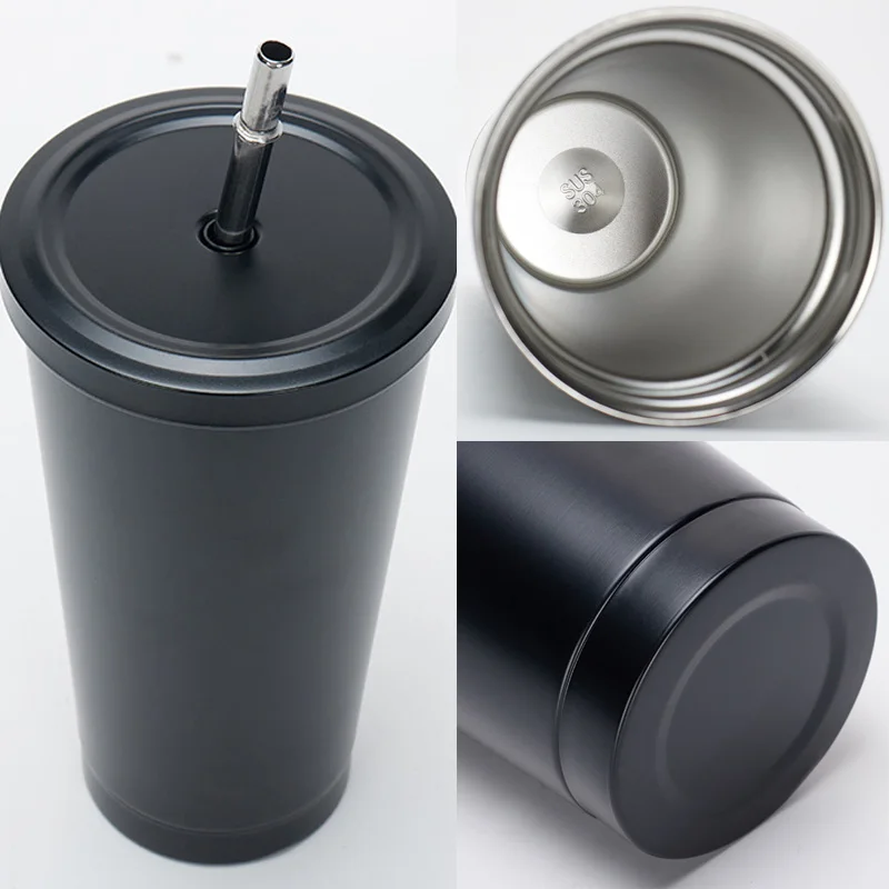 Sunflower new fashion 17oz metal double wall thermo coffee mug stainless steel travel reusable tumbler cups with straw and lid