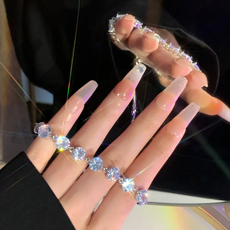 DAIHE Star Zircon Charms Thin Bangle Luxury Double Layer Beaded Fine Chains And Link Bracelets