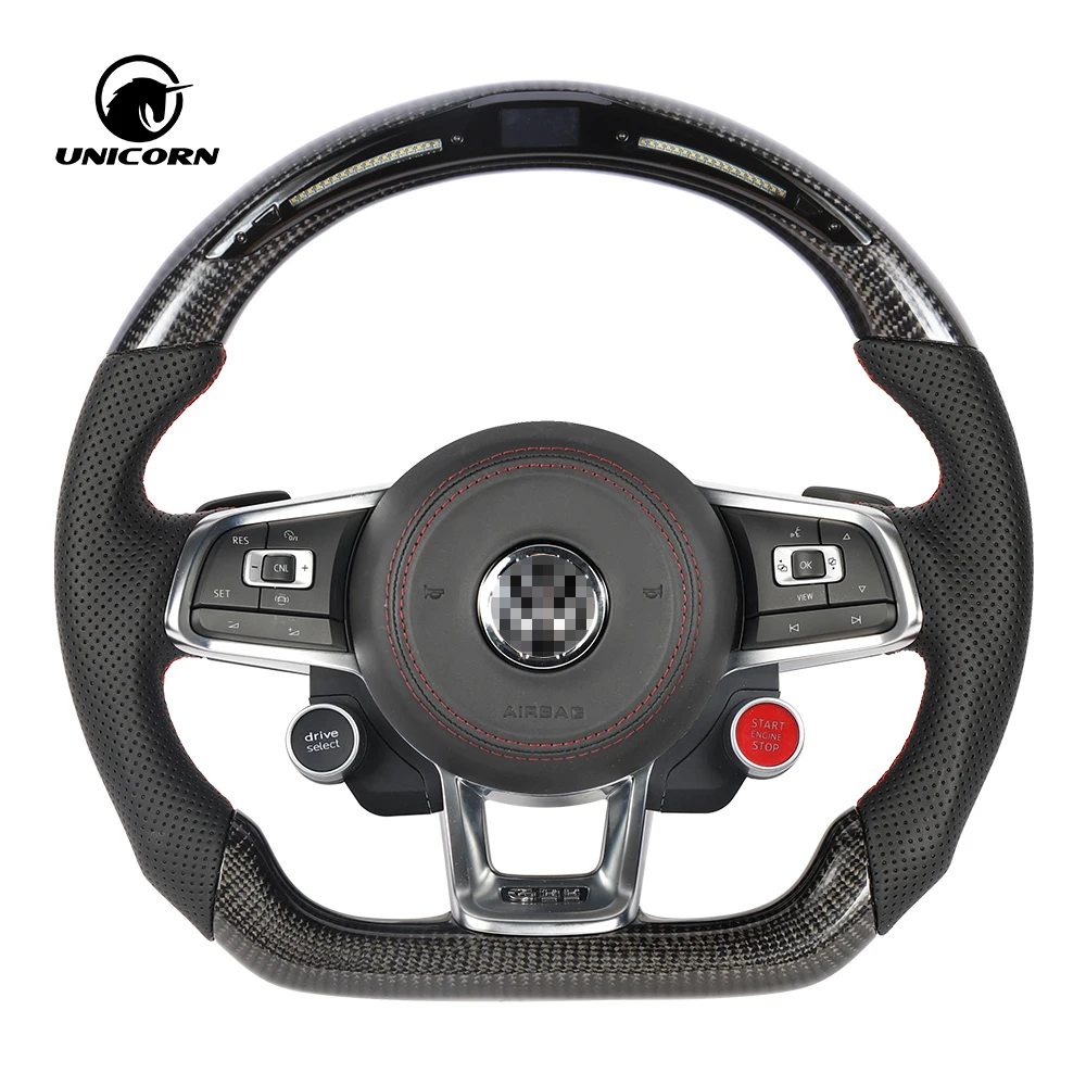 Пользовательский светодиодный руль из углеродного волокна для Volkswagen Polo MK4 MK5 MK7 MK8 Golf 5 6 7