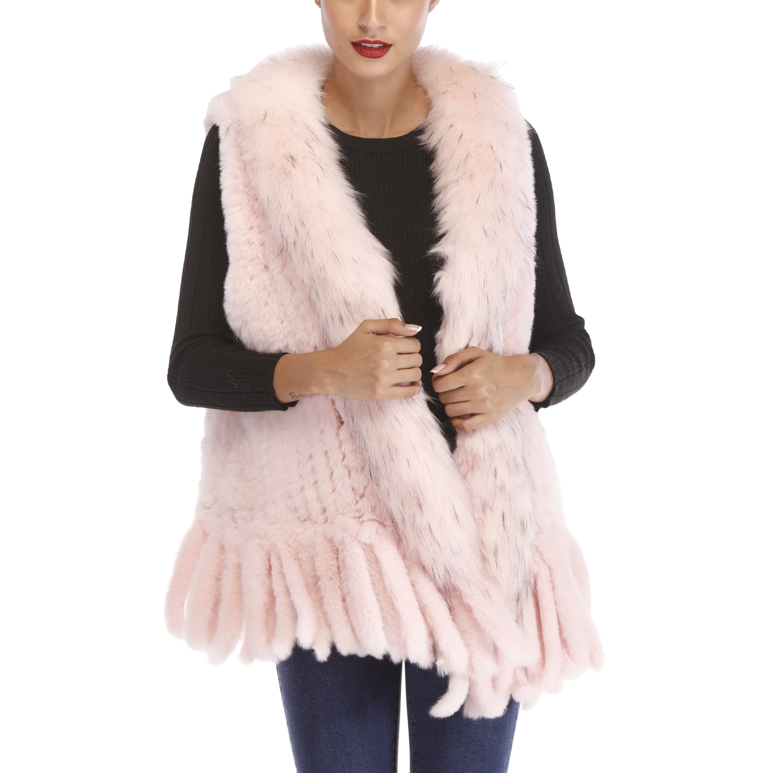 2021 Fashion Winter Miss Vest Rabbit Thick Handmaking Faux Fur Vest