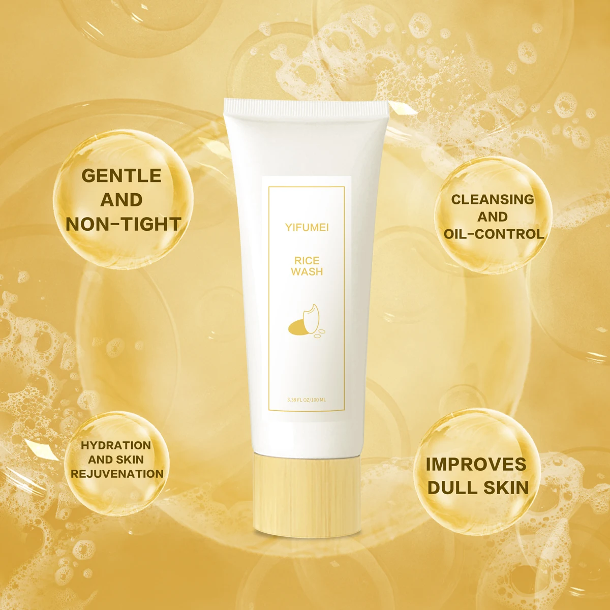 Natural Organic Rice Cleansing Foam Wash Deep Cleanse Facial Pore Soothing Moisturizing Anti Acne Exfoliating Face Cleanser