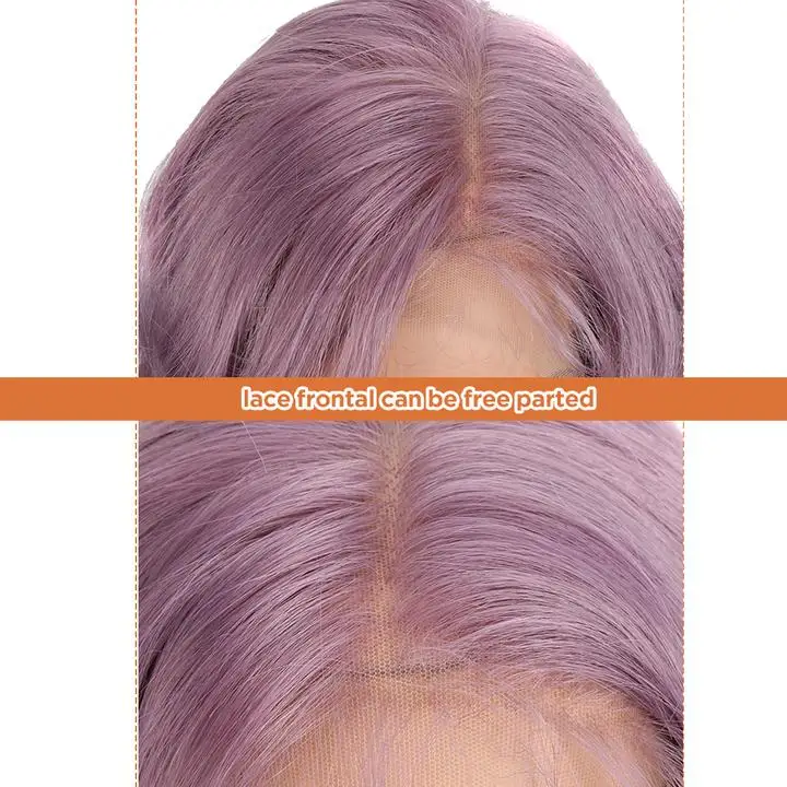 BONI 13*6 Ash Purple Wig free part Easy 360 Synthetic Lace Frontal 31Inch Long Wavy lace front wigs synthetic hair wig