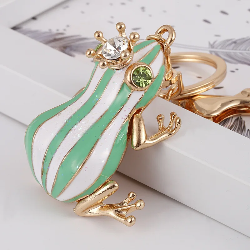 Professional made diamond toad frog trendy style keychain pendant cute women keychains