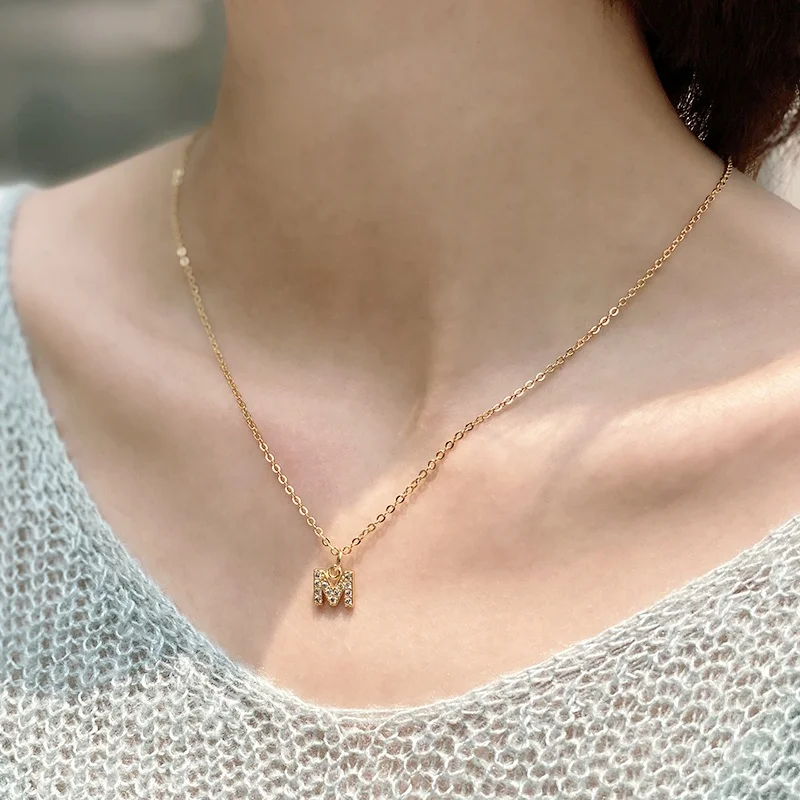 Gold & Platinum Plated CZ Micro Pave Findings Letter A Pendant Charm Alphabet Letter Charms For Necklace Bracelet Jewelry Making