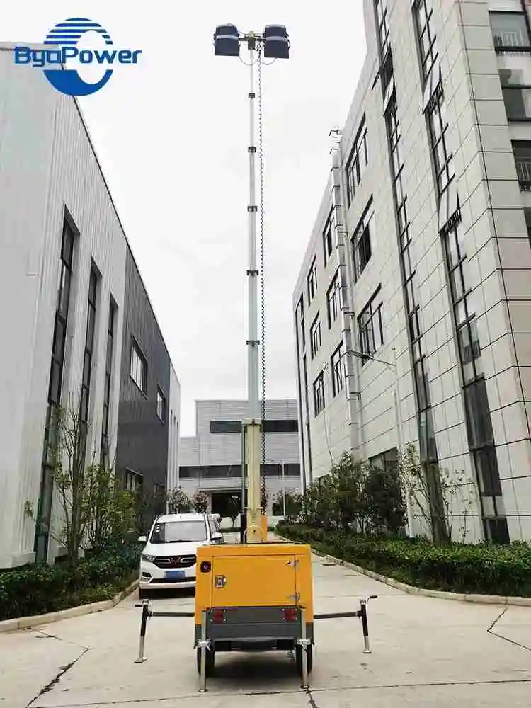 Factory Direct Supplier Towable Diesel Light Tower With Silent Generator Set Led Mini Lighting Tower For Sites