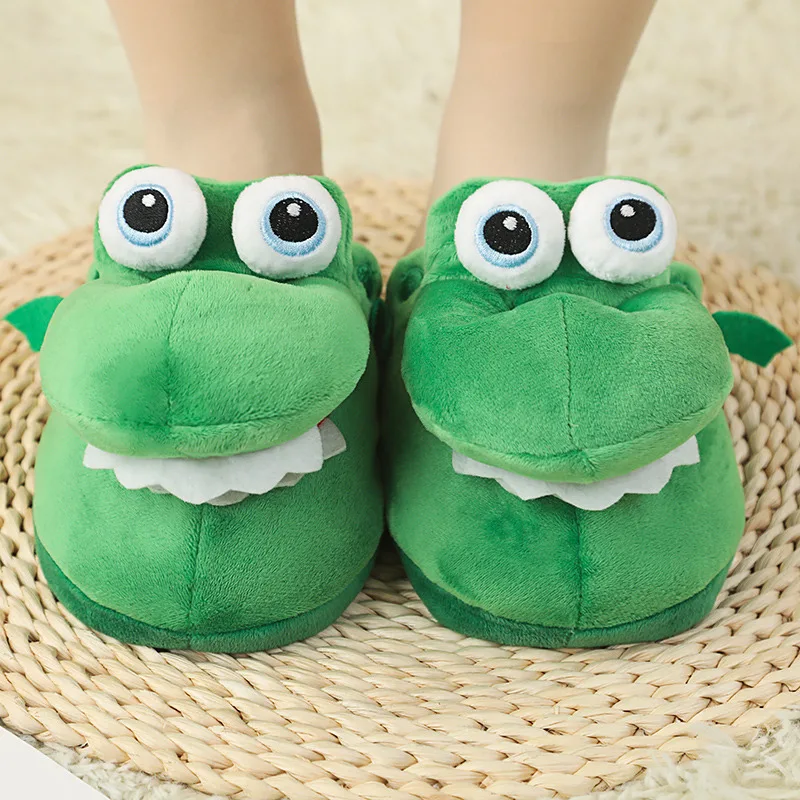 2024 Fashion Evil Fluffy Home Slippers Animal Warmth Pillow Crocodile Slippers