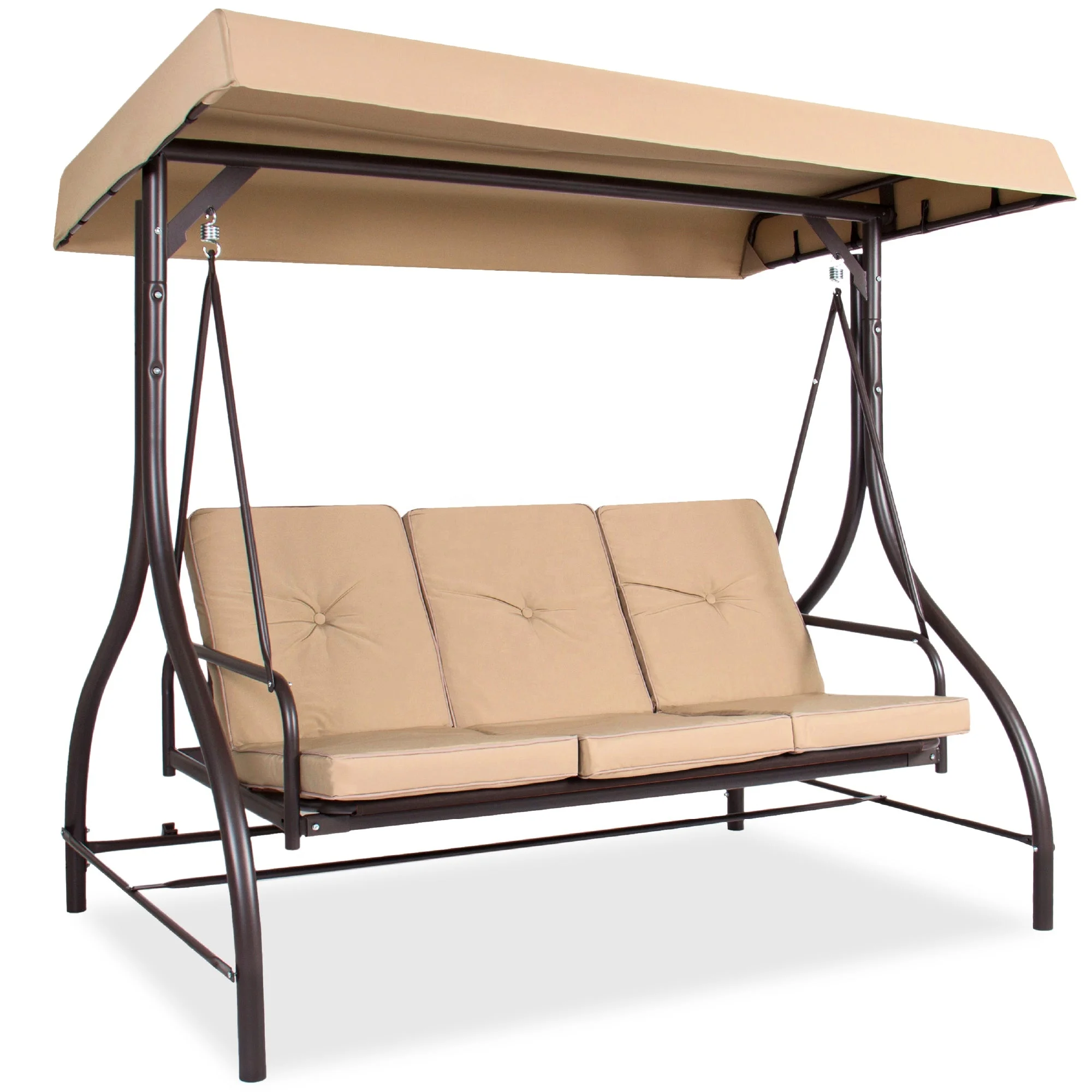3 seater swing chair Deluxe Outdoor Patio Swings Garden Swing Bench Chair with Adjustable Canopy