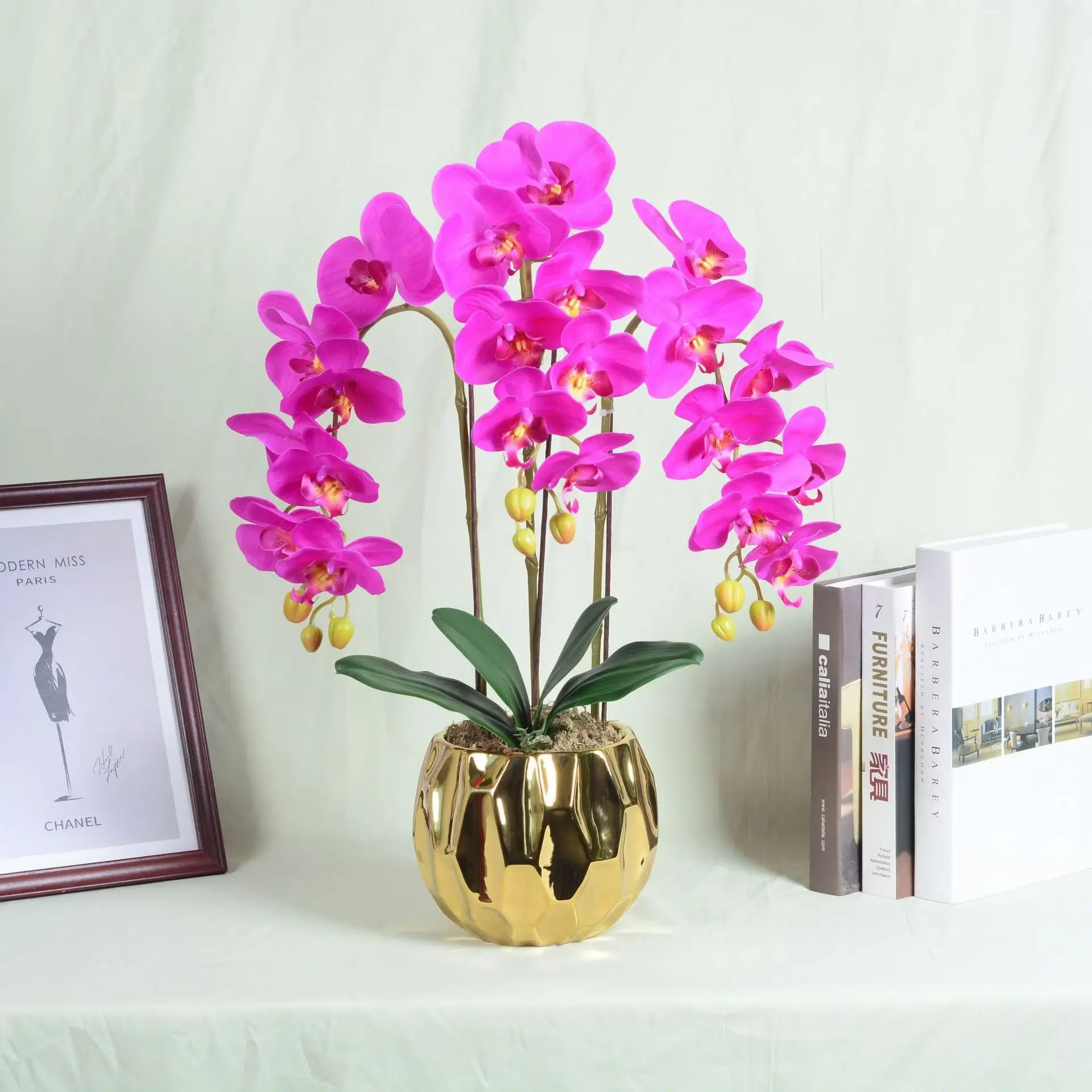 Wholesale Decorative Artificial Orchid Flowers Vase Arrangements Elegant Artificial Flower Displays for Home or Office