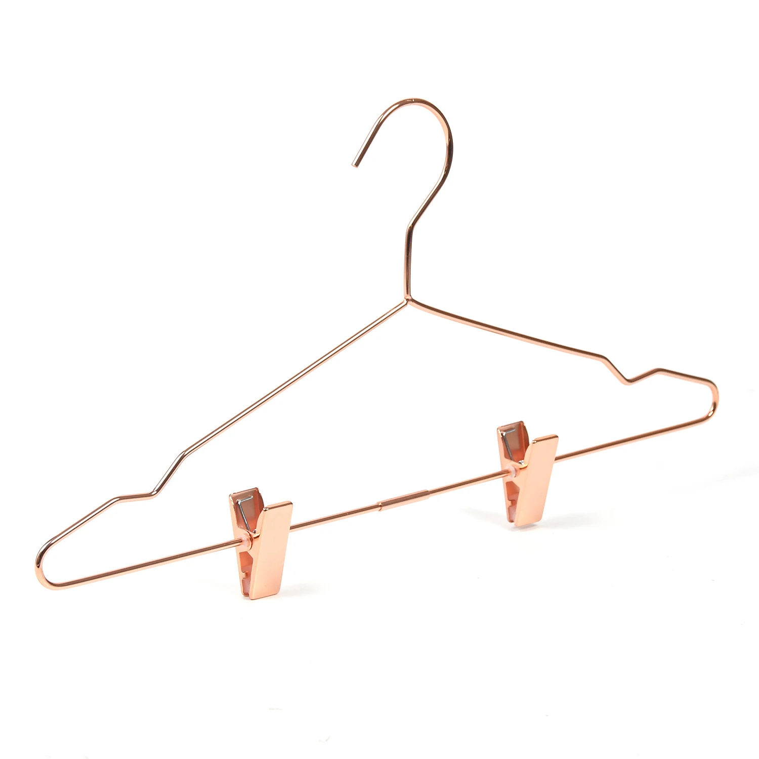 Manufacturer Wholesale Fashion and Durable gold metal wire hanger pants clothes  hanger with clips