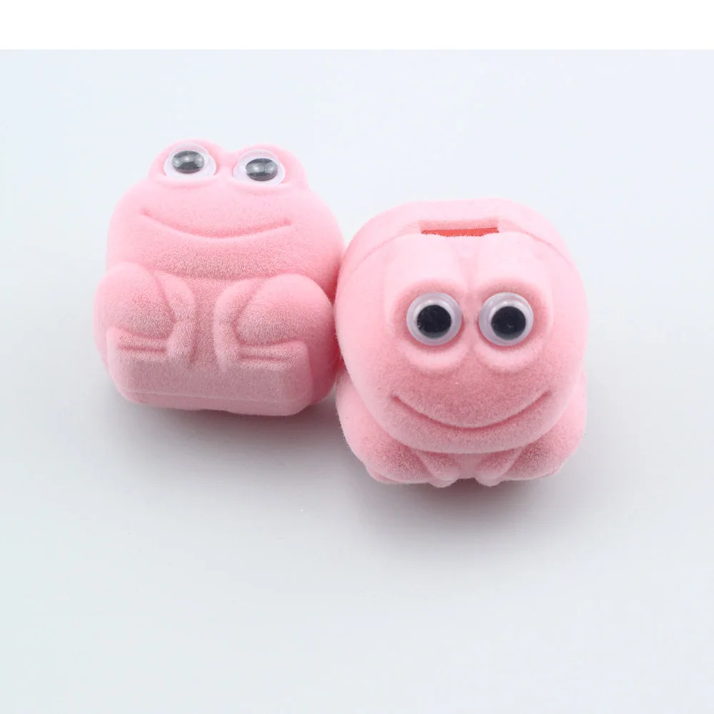Cartoon Pink High Quality Velvet Jewelry Box Gift Packaging Rings Green Cartoon Frog Jewellery Boxes Packing For boys and girls