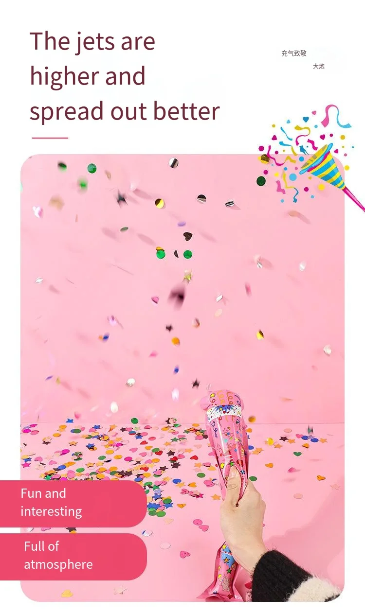 autoinflation Confetti Fireworks Handheld Gun Inflatable Foil Handheld Confetti Toy Game Firework Gun Birthday Party Graduation