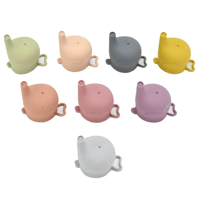 Food Grade BPA Free Silicon Cover Bottle Lid Silicone Spill Proof Elephant Baby Drinking Cup Lid Sippy Cup Cover