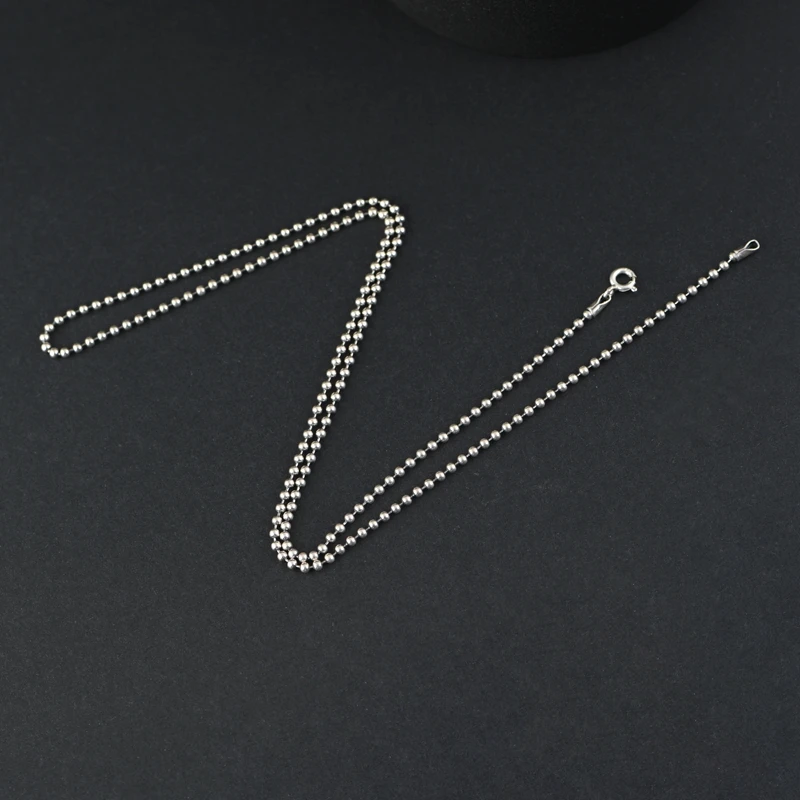 Authentic silver chain S925 Sterling Silver Chain Jewelry 2mm fashion retro Thai silver bead chain necklace for women