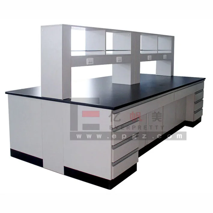 High-end Research Institutions Furniture Laboratory Table with High Tempered Glass Reagent Shelving