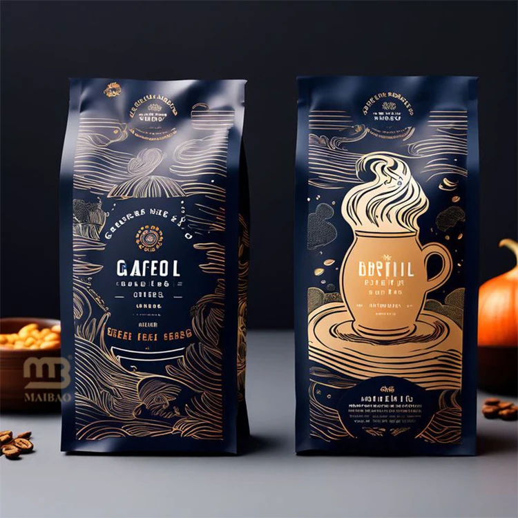 Custom Printed 12 oz 500g 1kg Coffee Tea Bag Biodegradable Coffee Packaging Bag Aluminium Foil Flat Bottom Coffee Bag With Valve