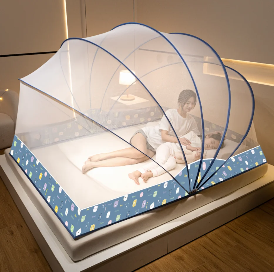 Heightened bed mosquito net for king size foldable household mosquito net