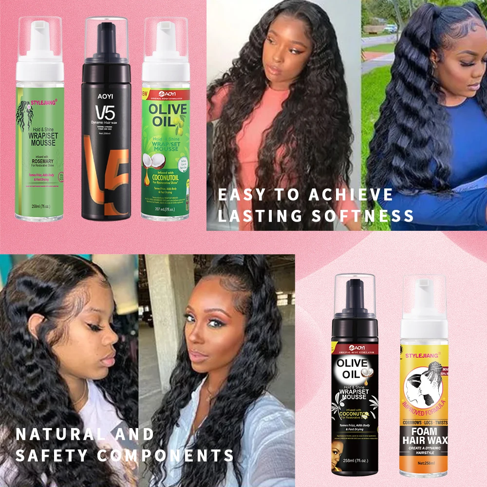 Custom curly hair treatment style product mouss alcohol free private label Curling Hair Mousse Styling Foam