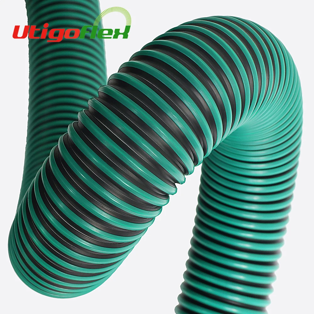 Flexible TPR duct hose with green stripe in good abrasion resistance