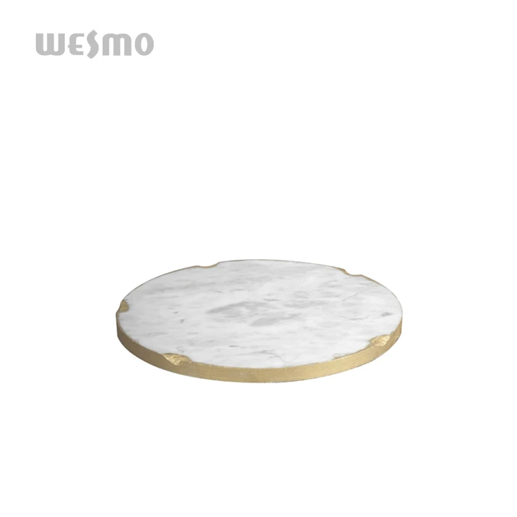 Round Premium White Marble Decorative Tray Fragrance Tray Decorative Tray for Dresser Coffee Table