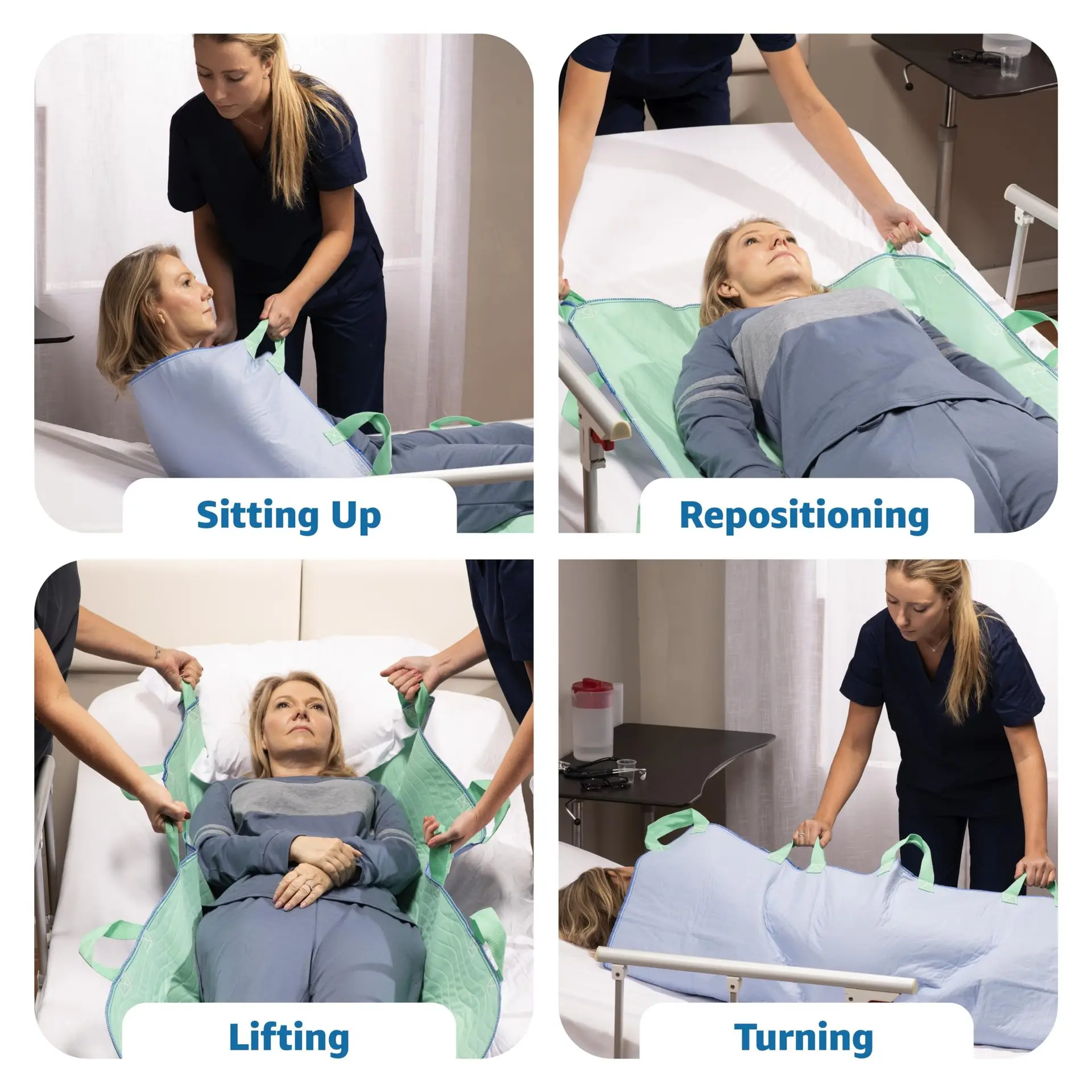 4 convenient handles Leak-proof Washable and reusable Waterproof mattress pad Suitable for people with incontinence