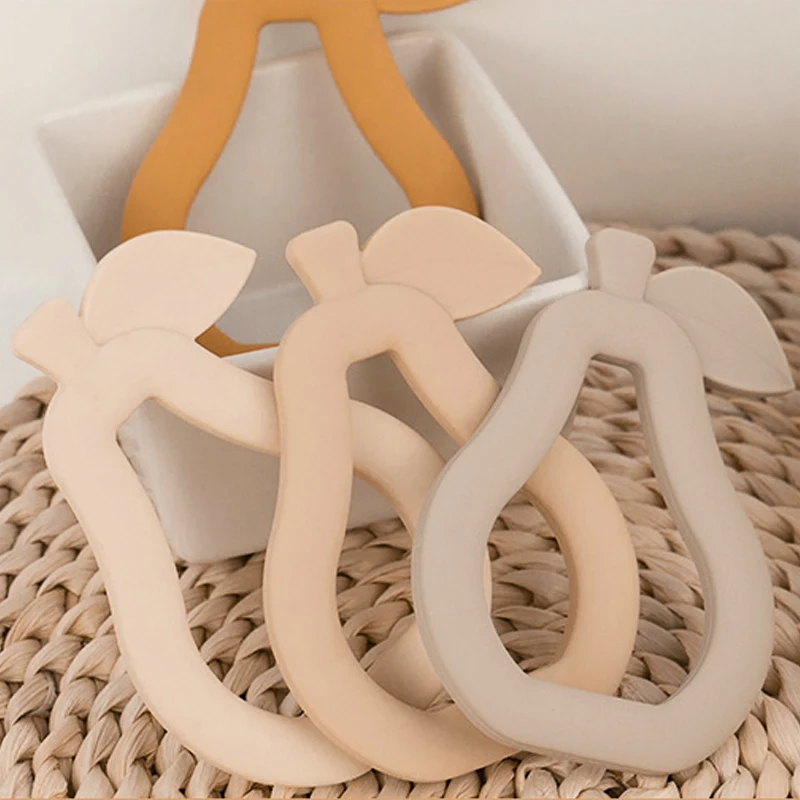 Pear Silicone Teether  Baby Teether Silicone Fruit pear Baby silicone teething chewers