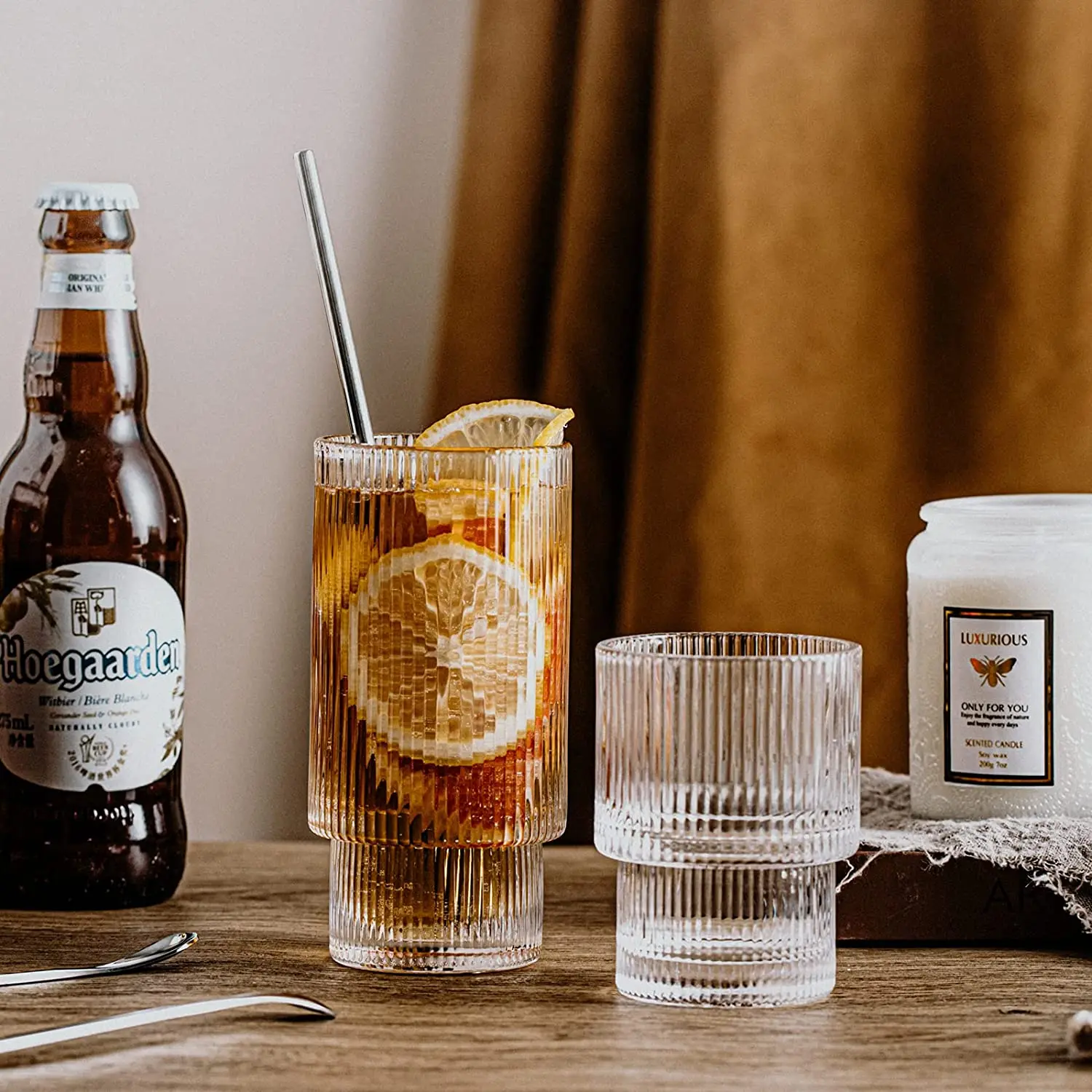 Top Seller Vintage Glassware Ice Coffee Mug Beer Cocktail Drinking Glasses Set Transparent Origami Style Glass Cup