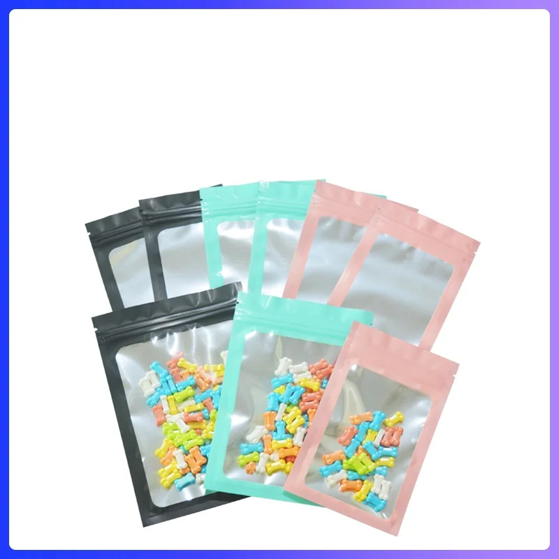 Matte colorful aluminum foil big window bag tea flower snack bag zip bag